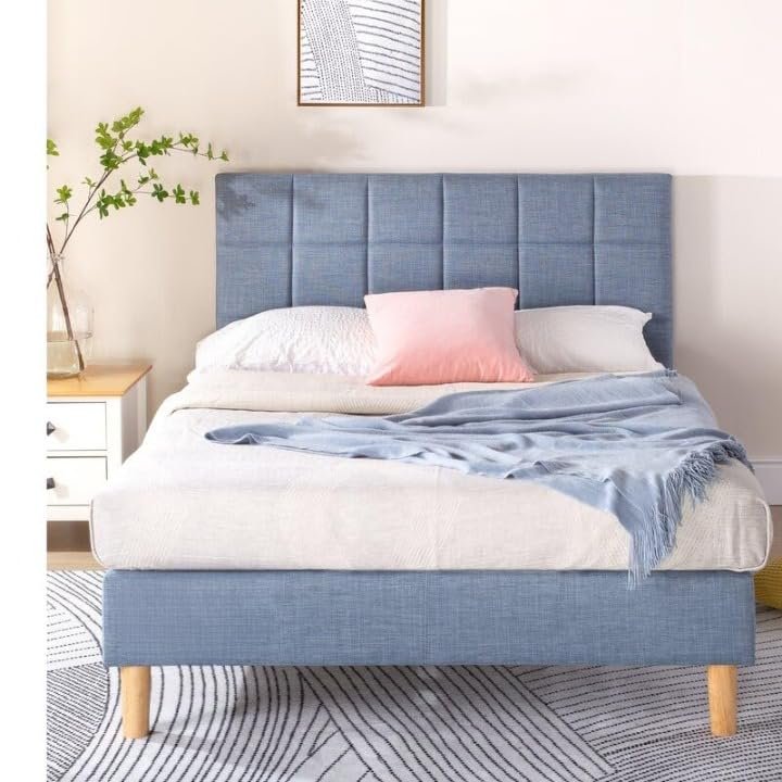Modern Queen Size Bed for Bedroom,Premium Fabric Cot for Home- 6.5 X 5 Ft Bed