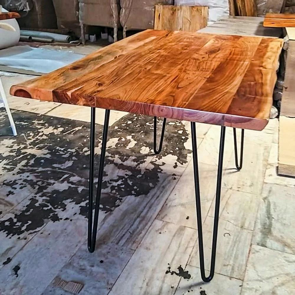 Industrial Rustic Style Dining Table With Hairpin Legs