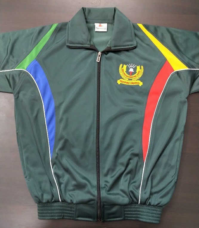 Polyester border green School Track Suit