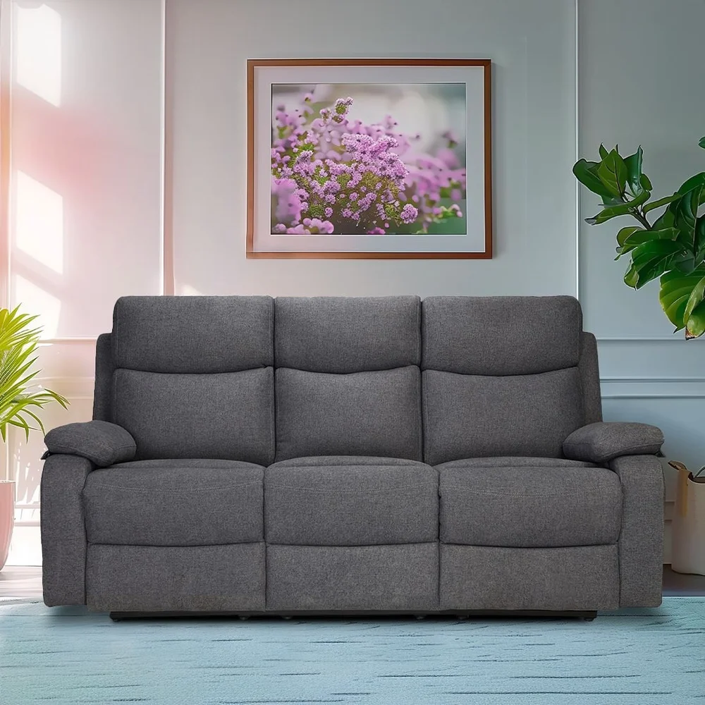 Fabric Manual Curve Living Room Three Seater Recliner Sofa supplier in Hyderabad