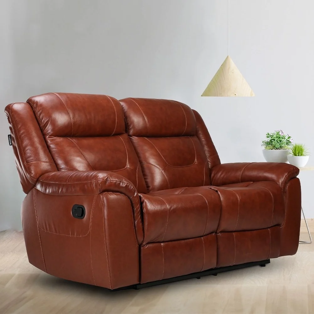 Leather Manual Joy Living Room Two Seater Recliner Sofa Supplier in Gurugram