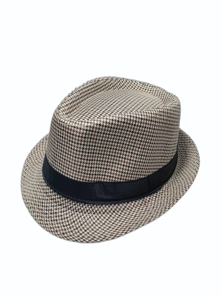 Chequered Coffee Summer Beach Fedora Hat, Size: 58