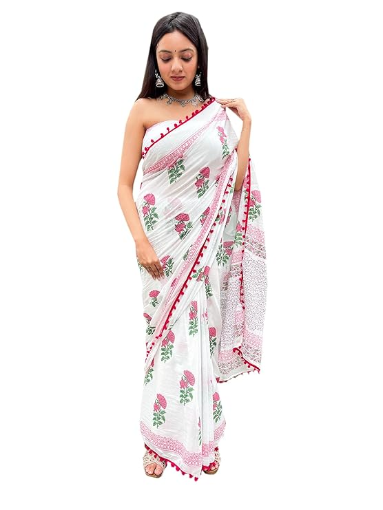 Pure Cotton Hand Block Printed Saree