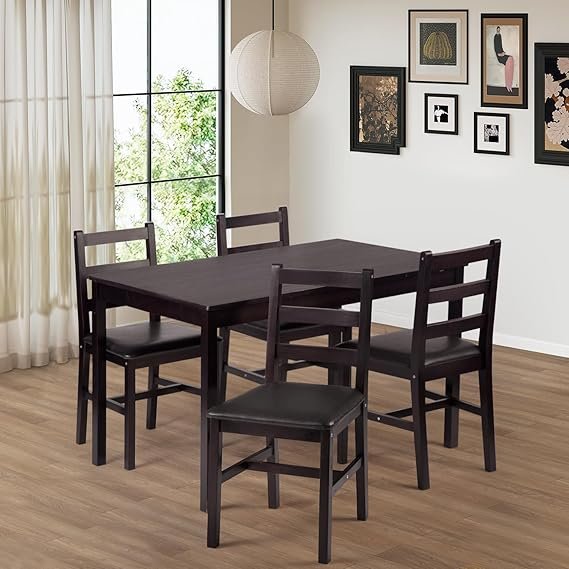 pine and black solid wood dining table