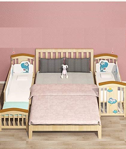 12 in 1 Sleeping Baby Wooden Cot Crib & Baby Bed Convertible Cradle (Basic Wood With Bumper Set)