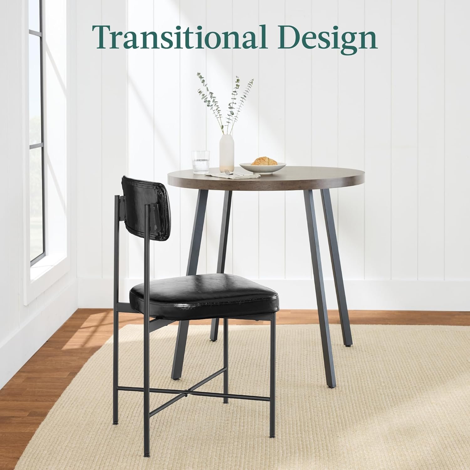 Plastic Seat With Iron Base Genuine Goat Leather Dining Chair