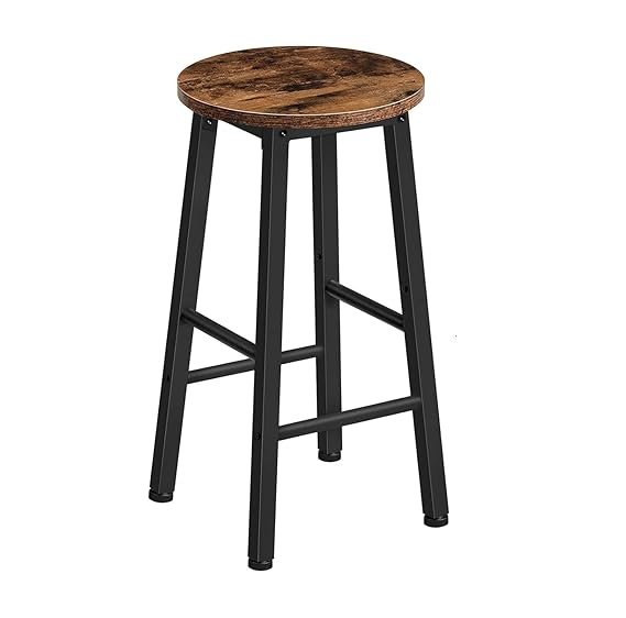 Metal Base Curve Wooden Top Bar Stool