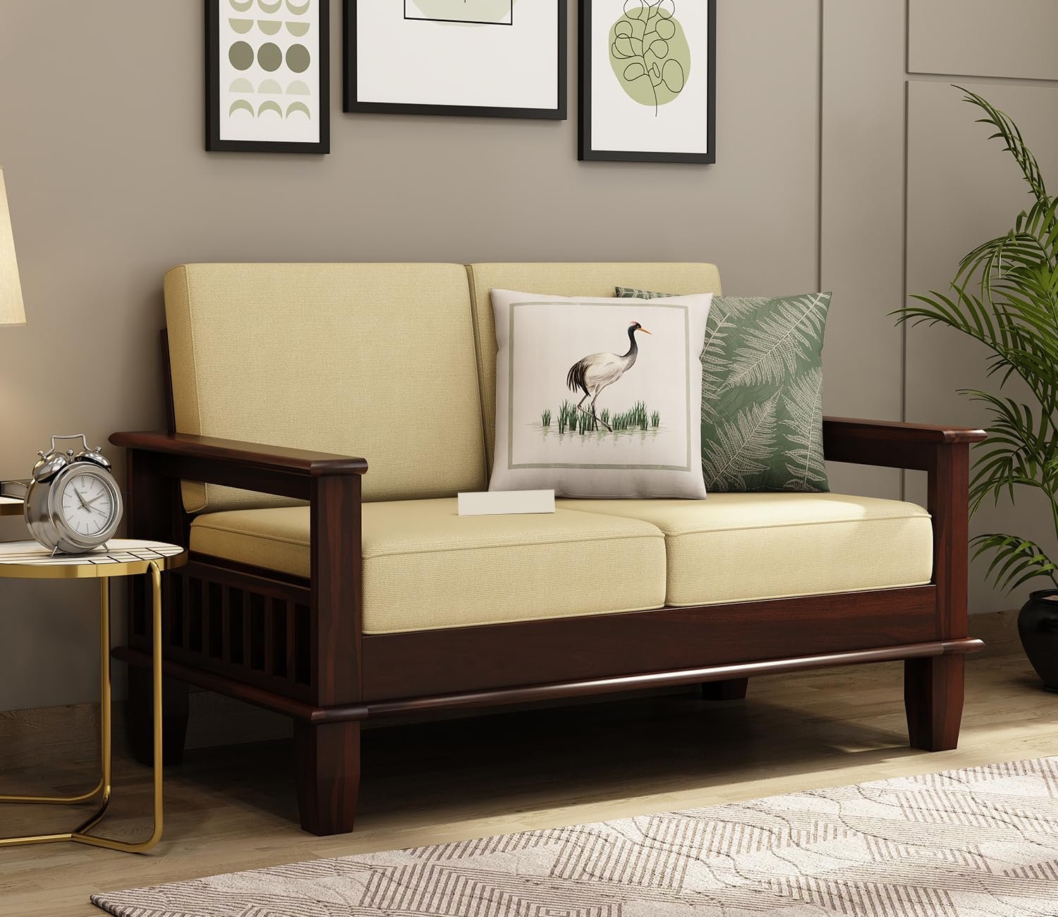Wooden Designer Two Seater Sofa