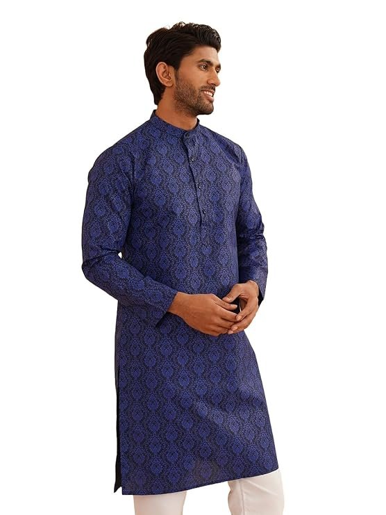 Pure Cotton Festive Wear Mens Sequence With Printed Kurta