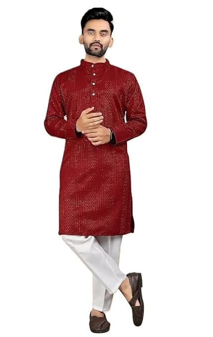 Embroidered Rayon Mens Chikan Kurta