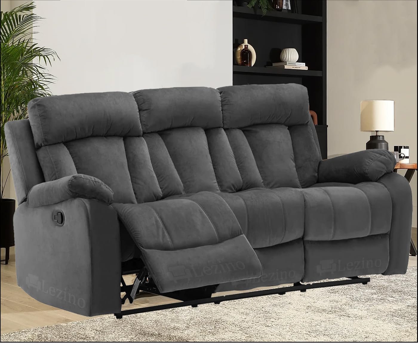 Fabric Manual Curve Living Room Three Seater Recliner Sofa supplier in Hyderabad