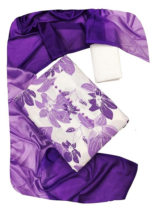 Ladies Purple Cotton Printed Unstitched Salwar Suit