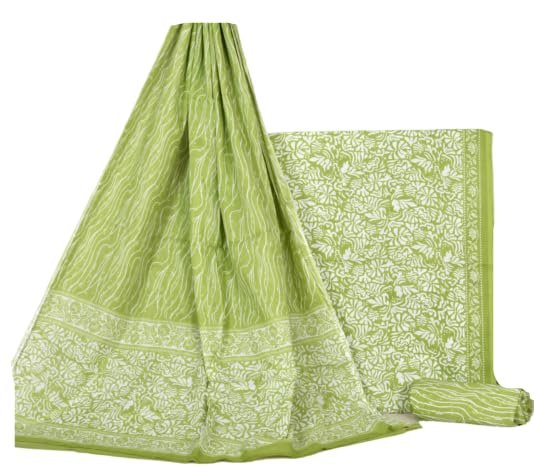 Ladies Light Green Cotton Dress Material