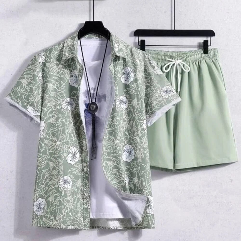 Lycra Men Green Printed Nightsuit Set