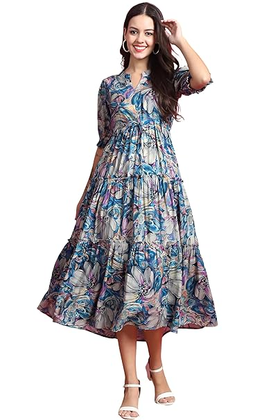 Women's Tiered and Smoked Midi Dress for Women Made Out of Breathable Fabric.