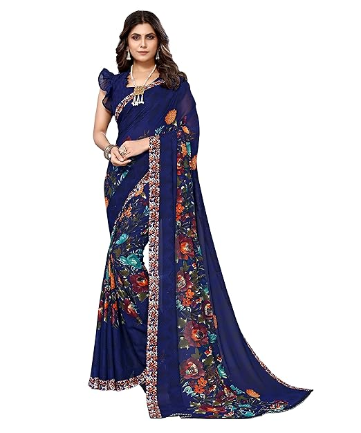 Daily Wear Blue Saree - (2215_22), 6.3 m (with blouse piece)