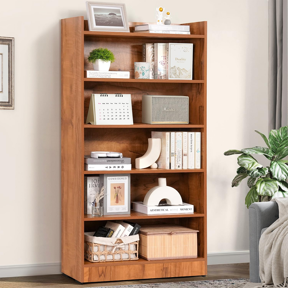 Polished Wooden Bedroom Book Racks, Wall Mount, 6 Shelves