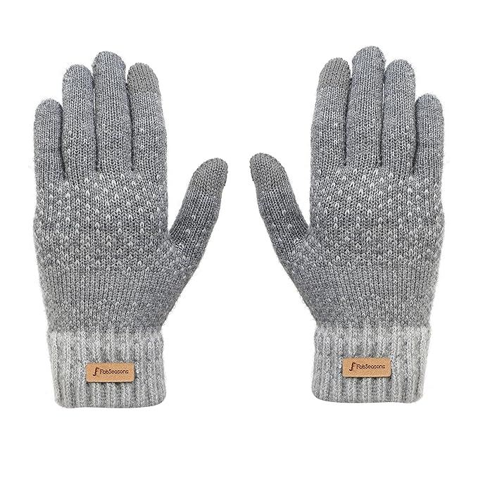 Unisex Kids Wool Blend Printed Gloves – Warm Winter Gloves for Boys and Girls