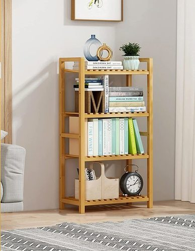 Glossy Wooden Divider Book Racks, Free Standing, 4 Shelves