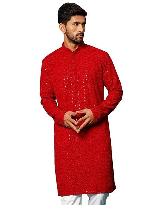 Maroon Schifli Kurta