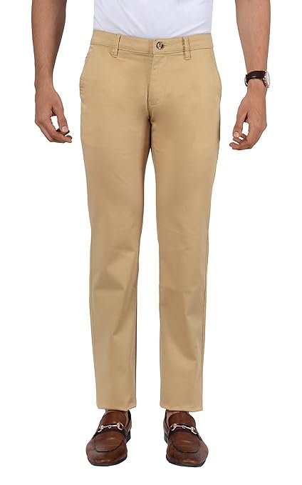 Men Khaki Cotton Trouser