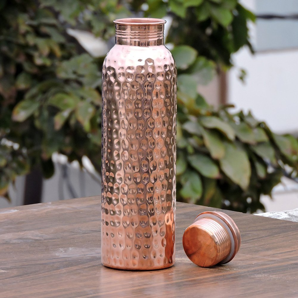 Brown Copper Hammered Bottle, For Drinking And Storing Water