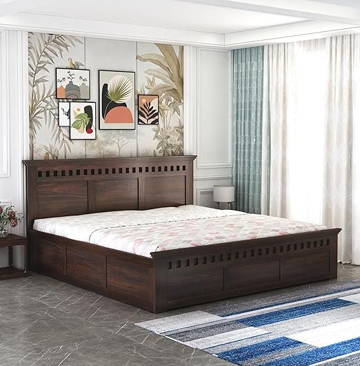 Queen Size Wooden Double Bed, With Storage