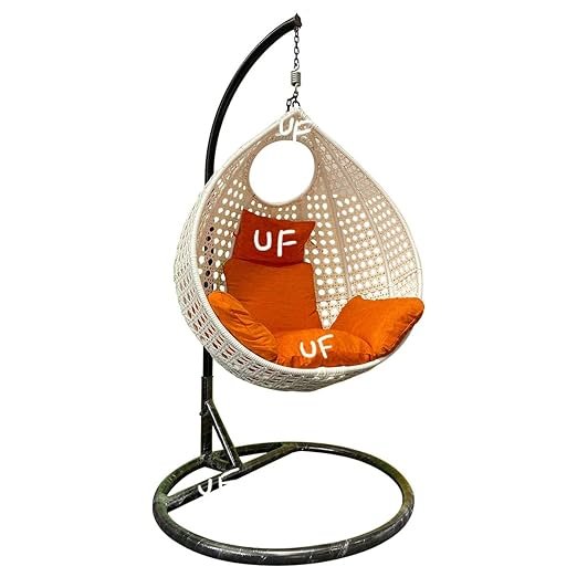 Hanging Swings for Indoor, Outdoor, Home, Patio, Yard, Balcony, Garden (White/Orange)
