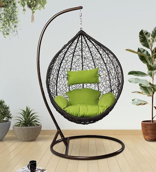 Hanging Swings for Indoor, Outdoor, Home, Patio, Yard, Balcony, Garden (Black/Parrot Green)