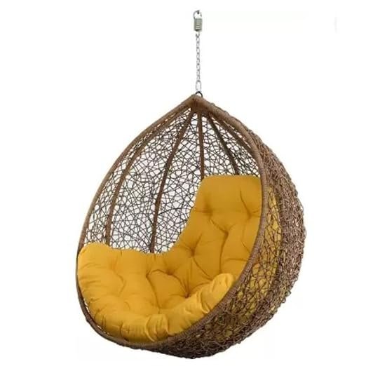 Hammock Swing Chair Without Stand Balcony Garden Black Swing with Yellow Cushion