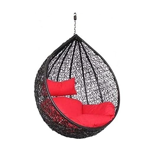 Metal Swing Chair (Without Stand) for Garden Patio Balcony Outdoor Indoor (Honey/Red)