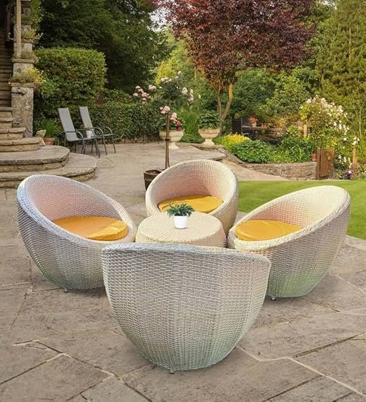 Patio Chair Sets Garden Wicker Furniture Set for Outdoor Patio and Balcony 4 chair 1 table