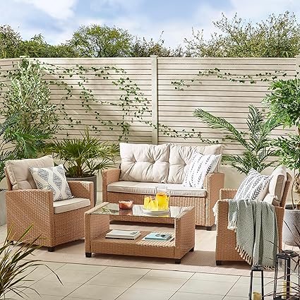 Light Beige 4 Seater Outdoor Sofa Set