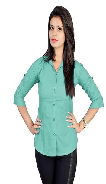 Ladies Regular Wear Tops / Shirts- Rama Green Colour