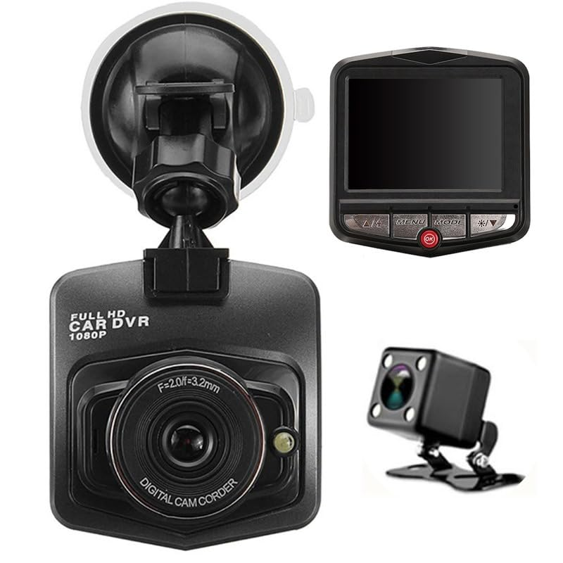 D6 Dual Dash Camera 1080P Full HD, 170 degree Wide Angle, Night Vision, Motion Detection, G-Sensor